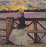 Akseli Gallen-Kallela Marie Gallen at the Kuhmoniemi-bridge Spain oil painting artist